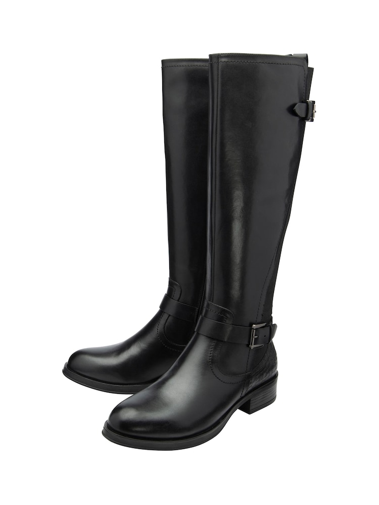Ravel Black Ground Leather Knee-High Boots - Image 2 of 4