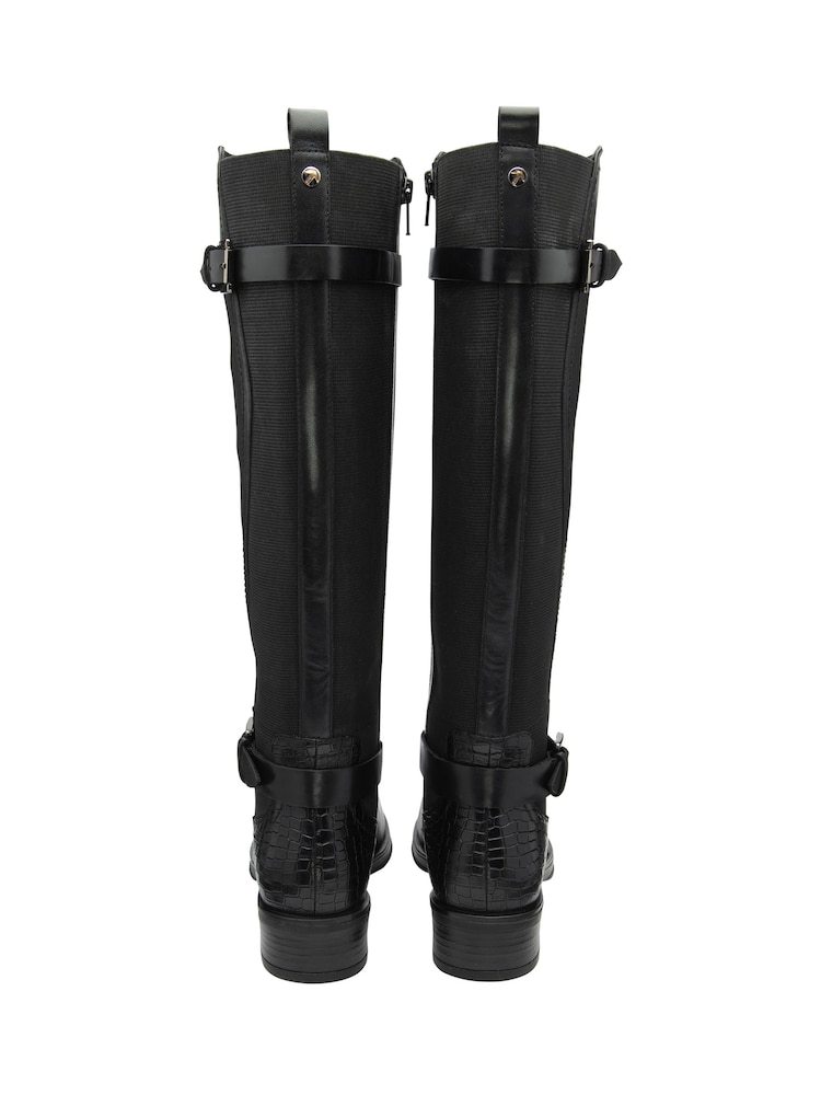 Ravel Black Ground Leather Knee-High Boots - Image 3 of 4