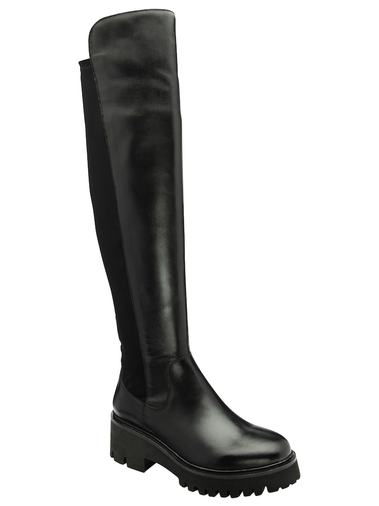 Ravel Black Leather Knee-High Boots - Image 1 of 3 Ravel Black Leather Knee-High Boots - Image 1 of 3