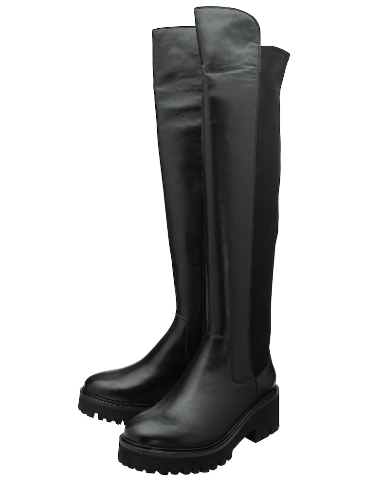 Ravel Black Leather Knee-High Boots - Image 2 of 3