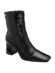 Ravel Black Snake Effect Print Leather Ankle Boots - Image 1 of 4