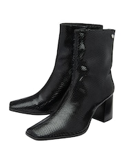 Ravel Black Snake Effect Print Leather Ankle Boots - Image 2 of 4