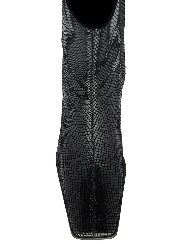 Ravel Black Snake Effect Print Leather Ankle Boots - Image 4 of 4