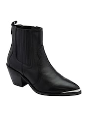 Ravel Black Leather Zip Up Ankle Boots - Image 1 of 4