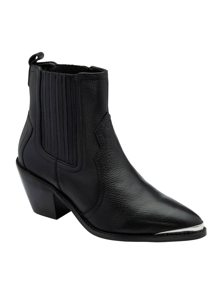 Ravel Black Leather Zip Up Ankle Boots - Image 1 of 4