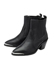 Ravel Black Leather Zip Up Ankle Boots - Image 2 of 4