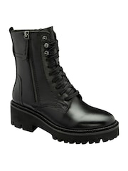 Ravel Black Leather Zip Up Ankle Boots - Image 1 of 4