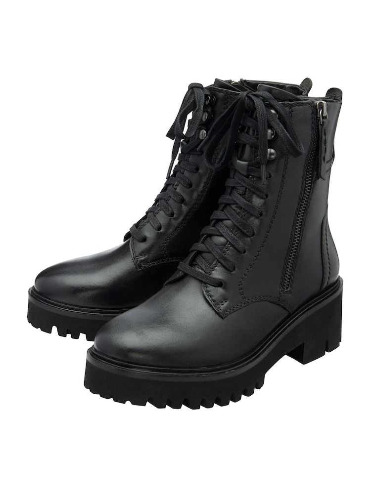 Ravel Black Leather Zip Up Ankle Boots - Image 2 of 4
