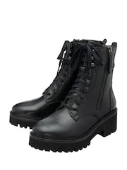 Ravel Black Leather Zip Up Ankle Boots - Image 4 of 5