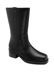 Ravel Black Leather Zip-Up Mid-Calf Boots - Image 1 of 4