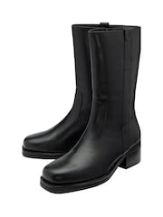 Ravel Black Leather Zip-Up Mid-Calf Boots - Image 2 of 4