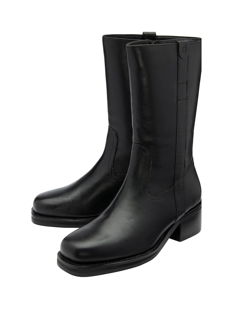 Ravel Black Leather Zip-Up Mid-Calf Boots - Image 2 of 4
