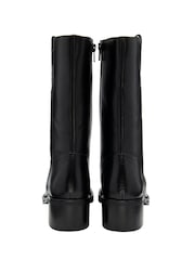 Ravel Black Leather Zip-Up Mid-Calf Boots - Image 3 of 4