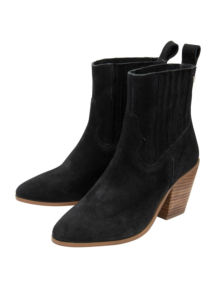Ravel Black Suede Pull-On Ankle Boots - Image 2 of 4