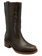 Ravel Brown Leather Zip-Up Mid-Calf Boots - Image 1 of 4