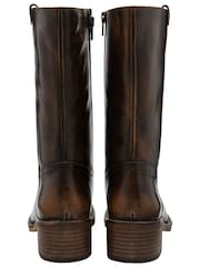 Ravel Brown Leather Zip-Up Mid-Calf Boots - Image 3 of 4