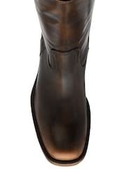Ravel Brown Leather Zip-Up Mid-Calf Boots - Image 4 of 4