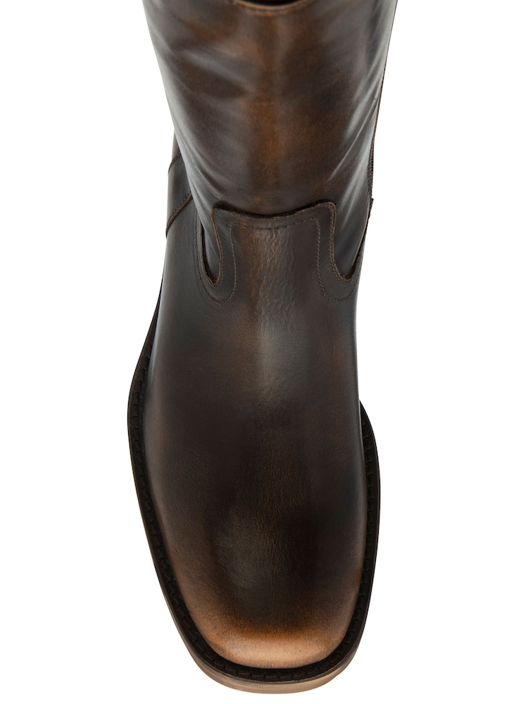Ravel Brown Leather Zip-Up Mid-Calf Boots - Image 4 of 4