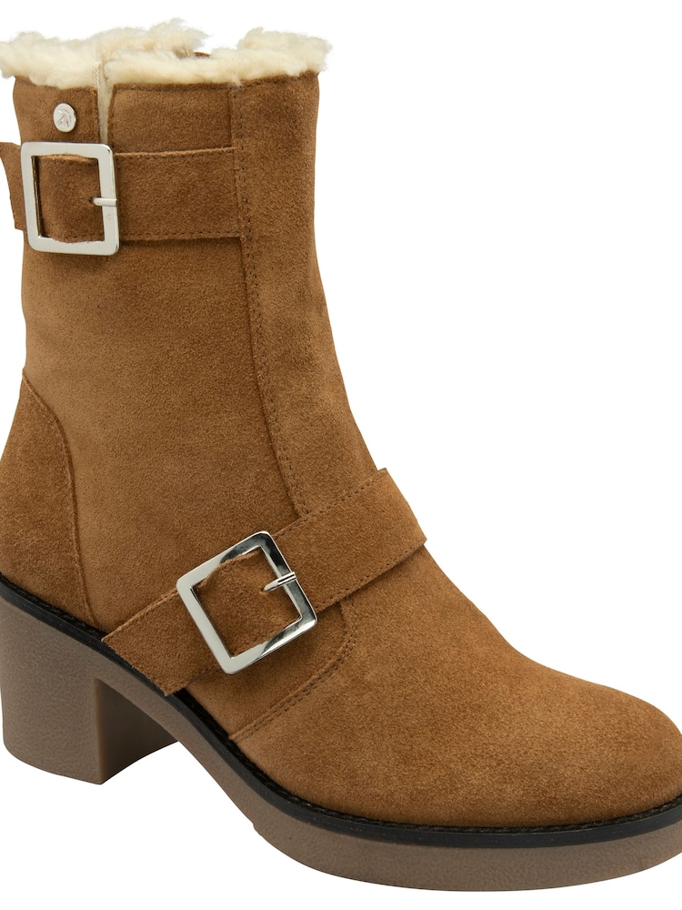 Ravel Brown Suede Zip-Up Ankle Boots - Image 1 of 4