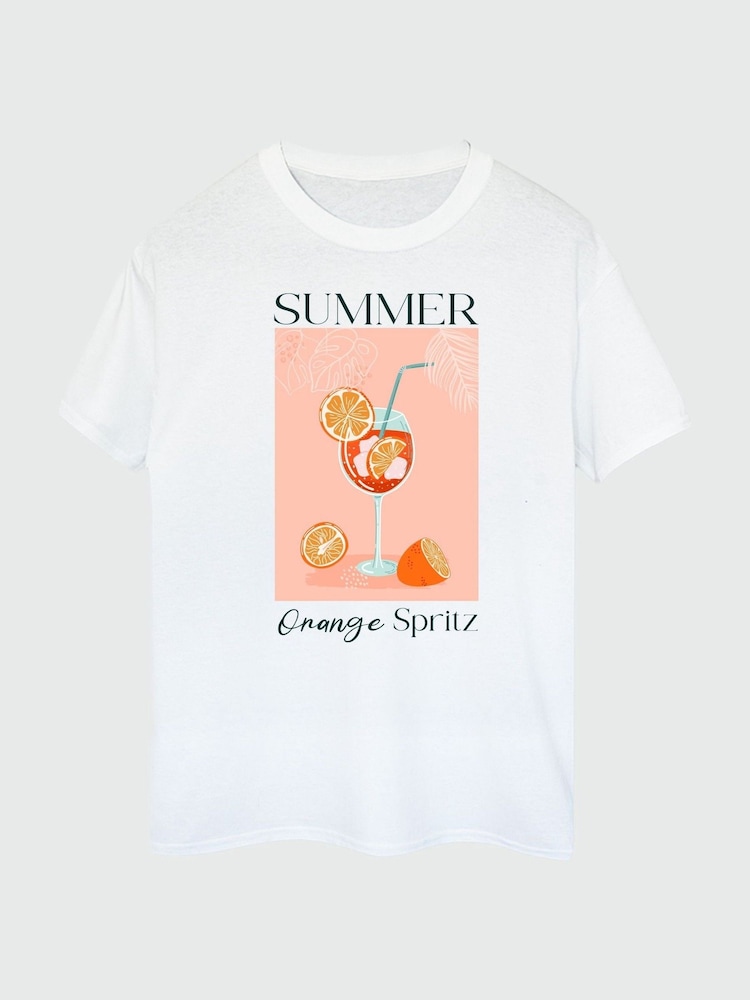 Brands In White Women Boyfriend Fit Summer Orange Spritz 100% Cotton T-Shirt - Image 2 of 3