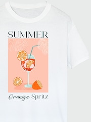 Brands In White Women Boyfriend Fit Summer Orange Spritz 100% Cotton T-Shirt - Image 3 of 3