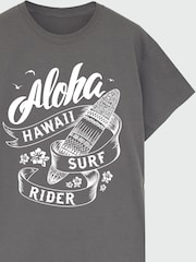 Brands In Grey Women Boyfriend Fit Aloha Hawaii 100% Cotton T-Shirt - Image 3 of 3