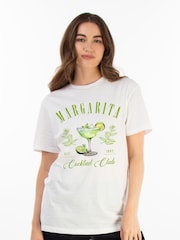 Brands In White Women Boyfriend Fit Margarita Cocktail Club 100% Cotton T-Shirt - Image 1 of 3