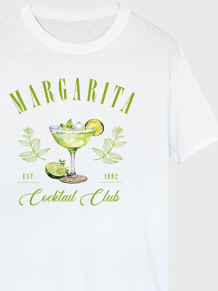 Brands In White Women Boyfriend Fit Margarita Cocktail Club 100% Cotton T-Shirt - Image 3 of 3