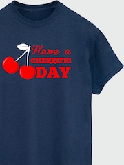 Brands In Blue Women Boyfriend Fit Have A Cherrific Day 100% Cotton T-Shirt - Image 3 of 3