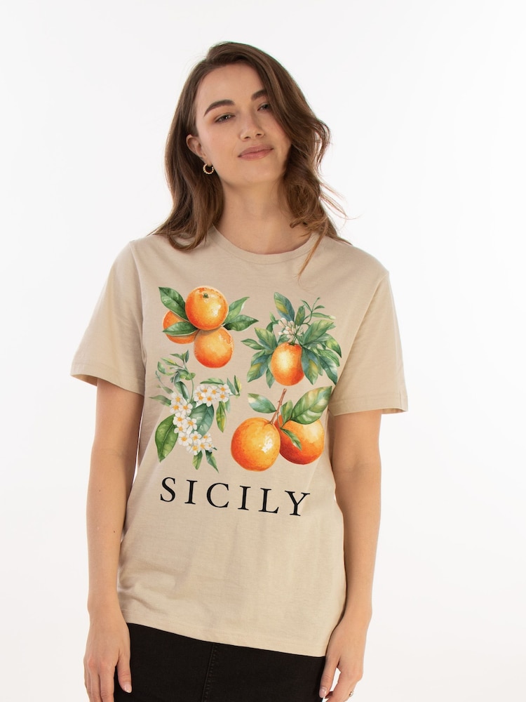 Brands In Natural Women Boyfriend Fit Sicily 100% Cotton T-Shirt - Image 1 of 3