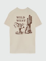 Brands In Natural Girl Women Boyfriend Fit Wild West Cow 100% Cotton T-Shirt - Image 2 of 3