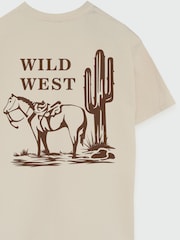 Brands In Natural Girl Women Boyfriend Fit Wild West Cow 100% Cotton T-Shirt - Image 3 of 3