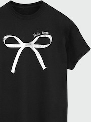 Brands In Black Women Boyfriend Fit Bow Belle Ame 100% Cotton T-Shirt - Image 3 of 3