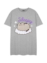 Vanilla Underground Grey Womens Pusheen Licensed 100% Cotton T-Shirt Night Dress - Image 1 of 6