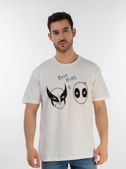 Brands In White Mens Deadpool and Wolverine Best Bubs Drawing 100% Cotton T-Shirt - Image 1 of 3
