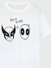 Brands In White Mens Deadpool and Wolverine Best Bubs Drawing 100% Cotton T-Shirt - Image 3 of 3
