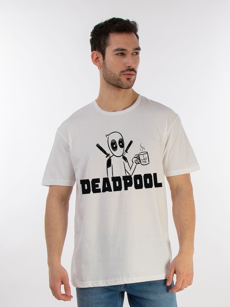 Brands In White Mens Deadpool and Wolverine Cartoon 100% Cotton T-Shirt - Image 1 of 3