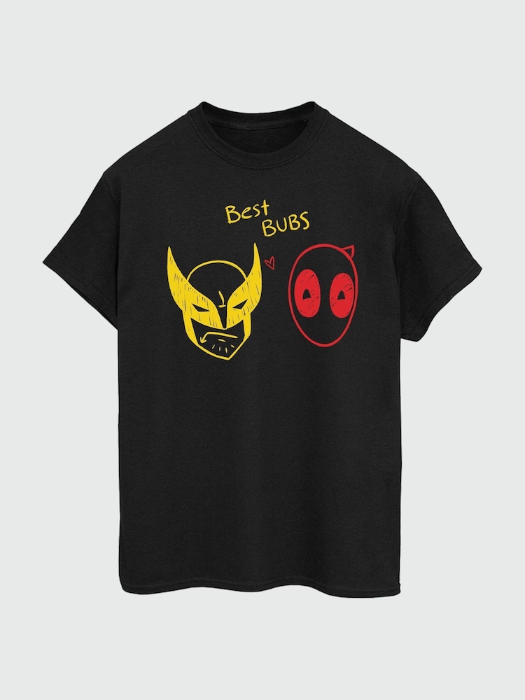 Brands In Black Mens Deadpool and Wolverine Best Bubs 100% Cotton T-Shirt - Image 1 of 3