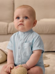 Baker by Ted Baker 100% Cotton Grandad Collar Romper - Image 2 of 9
