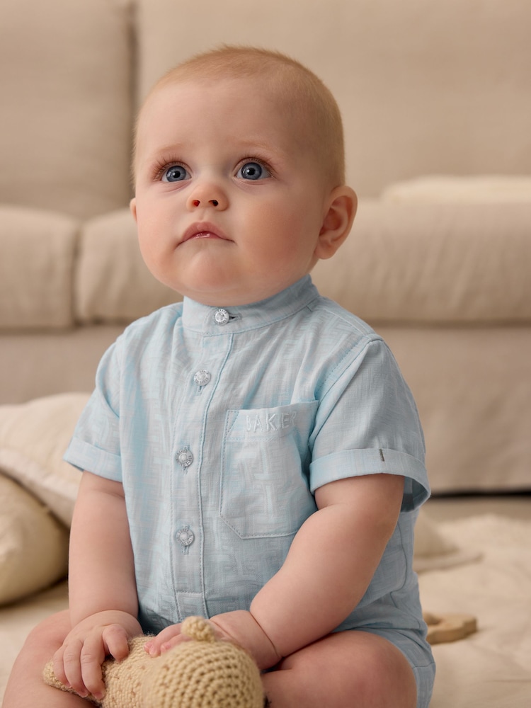 Baker by Ted Baker 100% Cotton Grandad Collar Romper - Image 2 of 9
