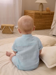 Baker by Ted Baker 100% Cotton Grandad Collar Romper - Image 3 of 9