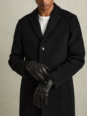 Negro - Reiss Sanford Leather Ribbed-Cuff Gloves - Imagen 2 de 3