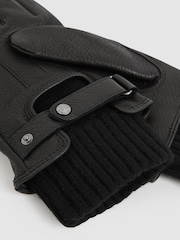 Negro - Reiss Sanford Leather Ribbed-Cuff Gloves - Imagen 3 de 3