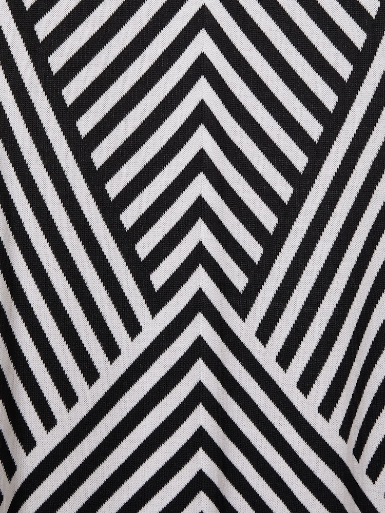 Reiss Black/Ivory Kali Knitted Striped Midi Dress - Image 6 of 6