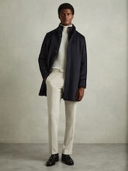 Reiss Navy Bhule Wool-Blend Hybrid Coat - Image 1 of 6