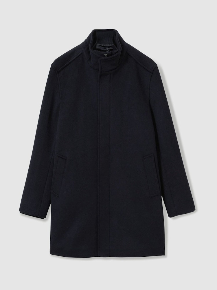 Reiss Navy Bhule Wool-Blend Hybrid Coat - Image 2 of 6