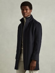 Reiss Navy Bhule Wool-Blend Hybrid Coat - Image 3 of 6
