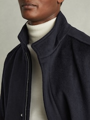 Reiss Navy Bhule Wool-Blend Hybrid Coat - Image 4 of 6