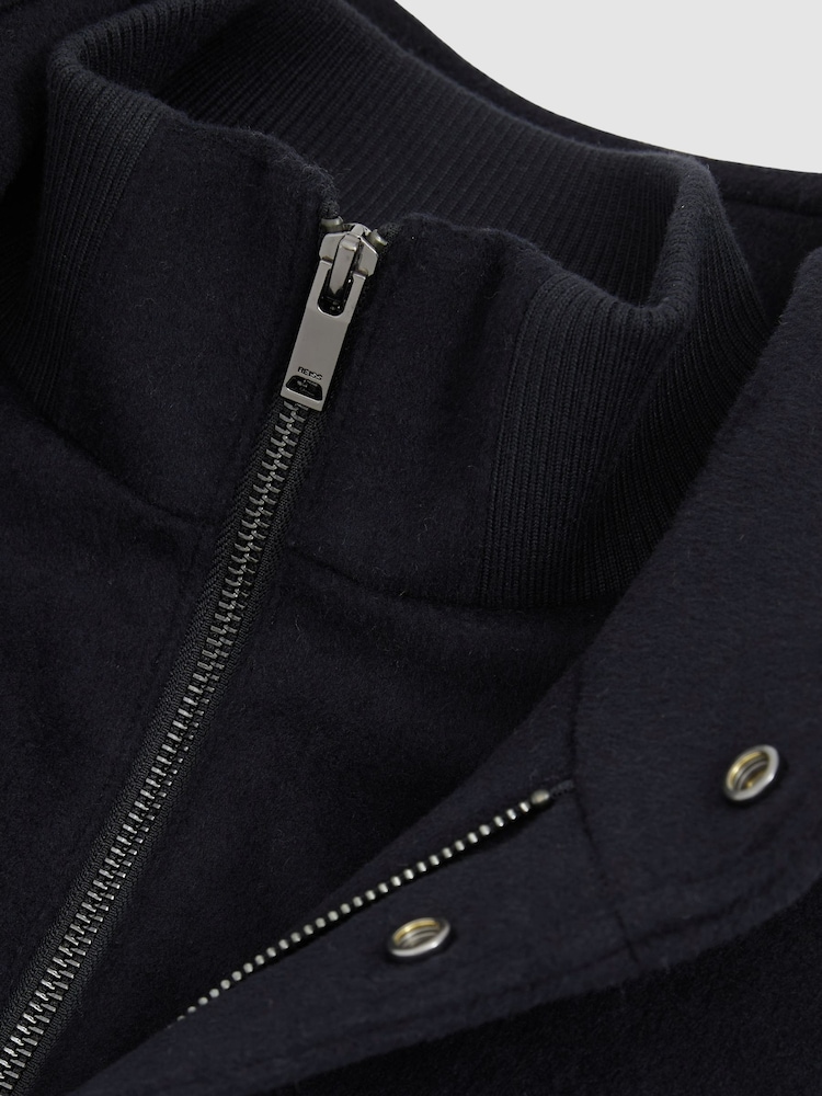 Reiss Navy Bhule Wool-Blend Hybrid Coat - Image 6 of 6
