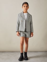 Reiss Black Charlie 4-9 yrs Checked Double Breasted Suit Blazer - Image 1 of 4